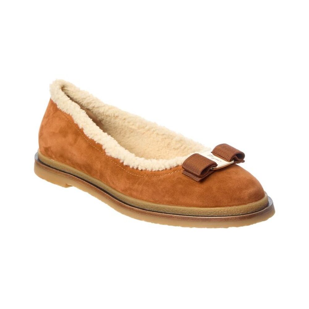 Ferragamo Varina Suede & Wool Ballet Flat